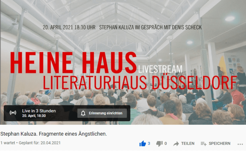 Kunst trifft Literatur Stephan Kaluza Livestream ARD Denis Scheck
