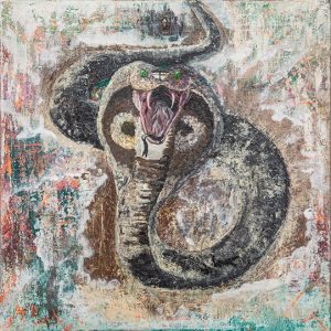 acryl schlangengemälde futhark runenkunst katja kirseck kakikunst arttrado galerie junge kunst entdecken