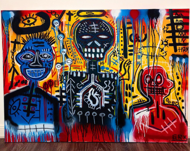 Street art in Köln und Düsseldorf. Los Hermanos von urban artist GRK - Das #52 Werk der Woche: Junge Kunst online entdecken auf ARTTRADO