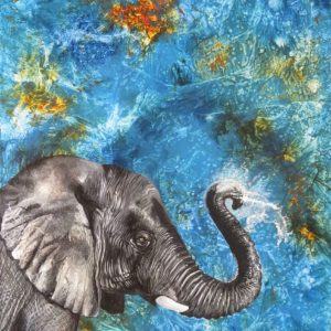 Kunstwerke von Anja Semling auf ARTTRADO - Junge Kunst für einen guten Zweck. Im Rausch des Wassers - Ein Teil fließt in den Elefantenschutz.