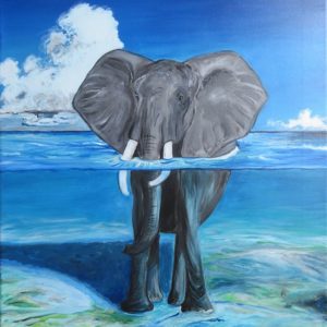 Elefanten Gemälde von Anja Semling auf ARTTRADO - Junge Kunst für einen guten Zweck. SOS Elefanten - Ein Teil fließt in den Elefantenschutz. arttrado galerie kunst kaufen für einen guten zweck tierschutz kunst semling