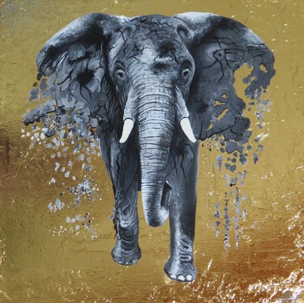 Elefanten Gemälde Zerbrechliche Seelen von Anja Semling auf ARTTRADO - Kunst für einen guten Zweck. Ein Teil fließt in den Elefantenschutz. elefanten gemälde kunst kaufen online galerie arttrado semling kunstwerke tierschutz