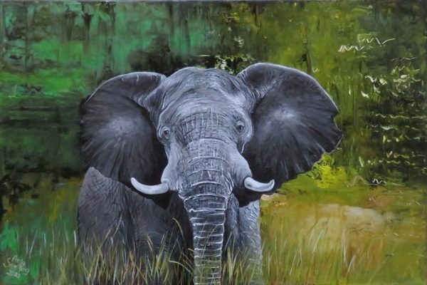 Elefanten Gemälde Zerbrechliche Seelen von Anja Semling auf ARTTRADO - Kunst für einen guten Zweck. Ein Teil fließt in den Elefantenschutz. elefanten gemälde kunst kaufen online galerie arttrado semling kunstwerke tierschutz savannen elefant bild semling kunst kaufen arttrado galerie künstler entdecken