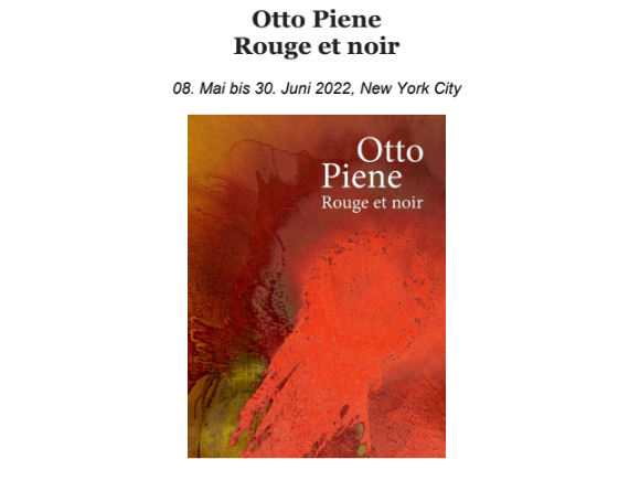 Kunst in New York: Otto Piene Ausstellung in der Galerie Gmurzynska - Le Rouge et le noir - Kunst online entdecken auf www.arttrado.de