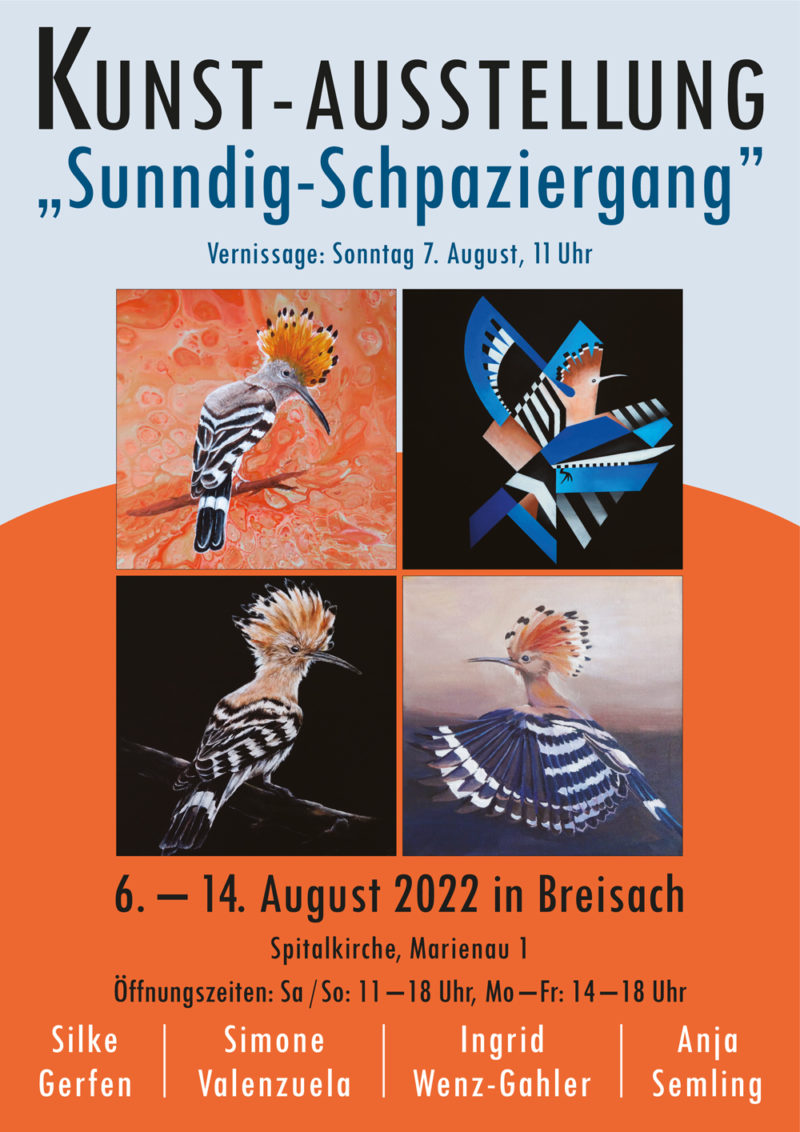 Anja Semling, Simone Valenzuela, Silke Gerfen, Ingrid Wenz-Gahler Ausstellung: Sunndig-Schpaziergang" in Breisach - Spendenaktion für NABU! jun