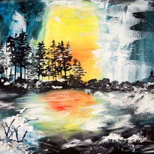 Sonnenuntergang im Winter by Carmen Reichart - Kunst online auf ARTTRADO. Gemälde von Carmen Reichart und weitere Kunstwerke entdecken...