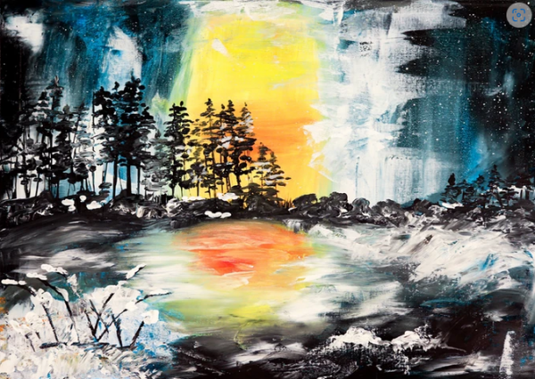 Sonnenuntergang im Winter by Carmen Reichart - Kunst online auf ARTTRADO. Gemälde von Carmen Reichart und weitere Kunstwerke entdecken...