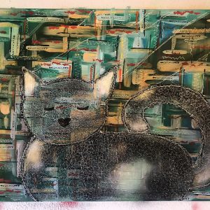 Karlchen by Sylvia Waßmann. Ein abstraktes Katzengemälde: Junge Kunst online entdecken auf ARTTRADO. Plattform für Kunst und Kultur online galerie künstler entdecken kunst kaufen kunstmarkt kunstblog kunstmagazin