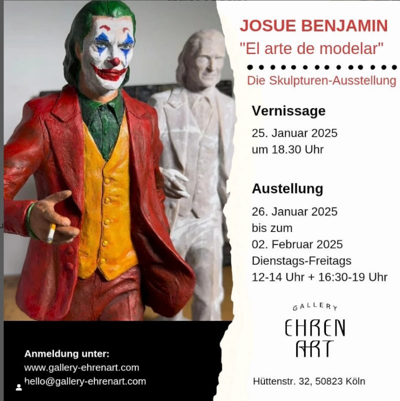 Kunst in Köln: Josue Benjamin & Mikail Akar in der Gallery Ehren Art - El arte de modelar Ausstellung in Köln. Kunst entdecken auf ARTTRADO Plattform für Kunst und Kultur. Kunst kaufen online galerie arttrado künstler kunstmagazin. Neues aus der Kunstwelt. Kunst in Köln Ehrenfeld. Josué Benjamín Figueroa Torres Skulpturen